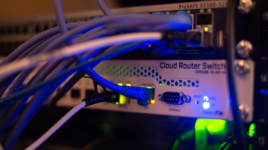 Networking equipment with ethernet cables